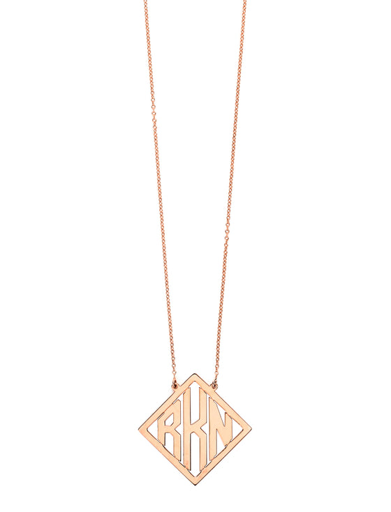 Block Letter Diamond Shape Monogram in Rose Gold | Kacey K Jewelry.